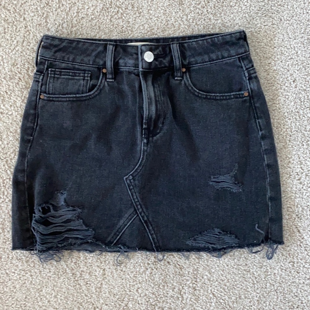 Black denim skirt